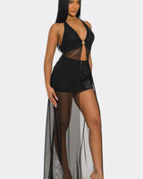 Goddess Glow Mesh Cover-Up Top - Black - front view