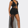 Goddess Glow Mesh Cover-Up Top - Black - front view