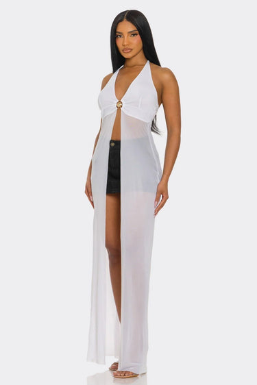 Goddess Glow Mesh Cover-Up Top - White - view 3