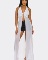 Goddess Glow Mesh Cover-Up Top - White - front view
