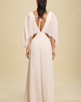 Goddess Glow Metallic Cut - Out Caftan Maxi Dress - Ivory - Gold - Palazzo Couture Online