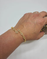Goden Gold Clasp Cuff Bracelet (Gold) 2.4x2.2” Approx. - women's statement jewelry