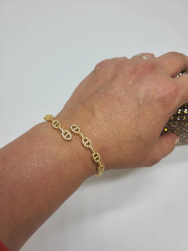 Goden Gold Clasp Cuff Bracelet (Gold) 2.4x2.2” Approx. - women's statement jewelry