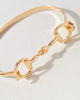 Polished Horsebit Cuff Bracelet - gold closeup