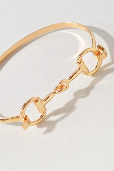 Polished Horsebit Cuff Bracelet - gold closeup
