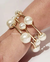 Gold Cuff Bracelet – Pear Orbital Flow Cuff (Gold) - women's statement jewelry