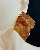 Gold rhinestone earrings in square wave design