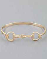 Polished Horsebit Cuff Bracelet - gold flat front