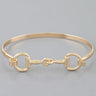 Polished Horsebit Cuff Bracelet - gold flat front