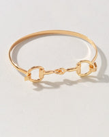 Polished Horsebit Cuff Bracelet - gold flat front2