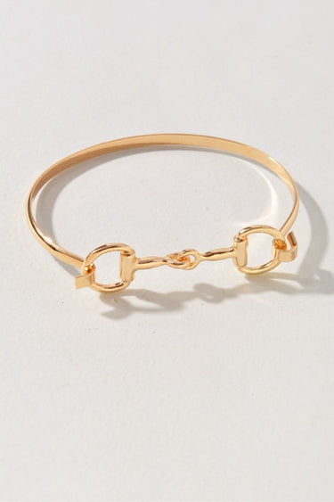 Polished Horsebit Cuff Bracelet - gold flat front2