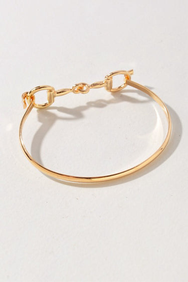 Polished Horsebit Cuff Bracelet - gold flat side