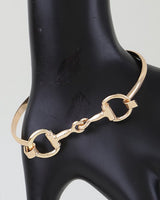 Polished Horsebit Cuff Bracelet - gold hand