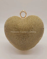 Gold Heart Clutch – Rhinestone Sparkle Evening Bag - women's evening clutch