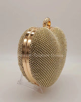 Gold Heart Clutch – Rhinestone Sparkle Evening Bag - stylish purse for going out