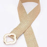 Gold metallic stretch belt with floral bloom buckle for women - Palazzo Couture