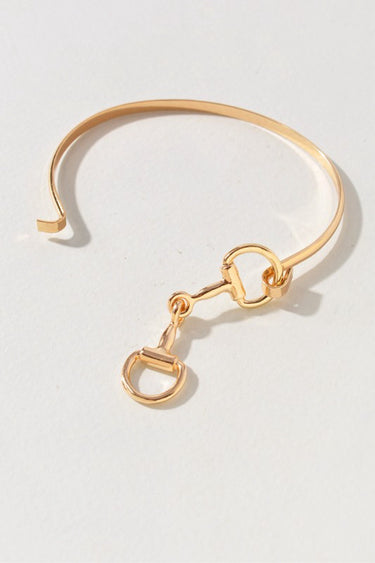 Polished Horsebit Cuff Bracelet - gold open