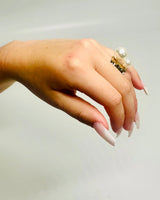 Gold Pearl Statement Ring – Pearl Majesty Ring (Gold) - women's statement jewelry