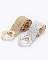 Gold and silver metallic bloom belts - women's stretch elastic belt set