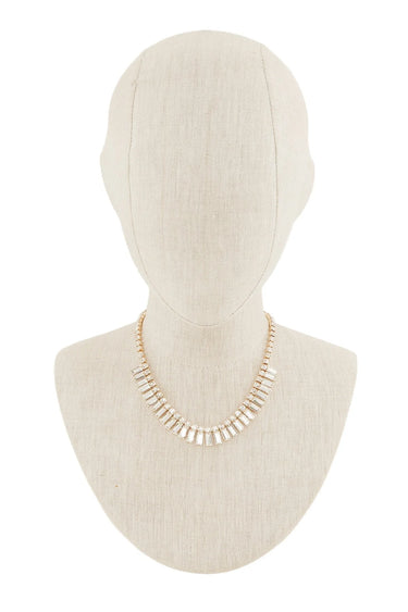 Gold Square Cut Rhinestone Statement Necklace Set - elegant piece by Palazzo Couture
