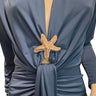 Golden Starfish Brooch - Textured Elegance - front view