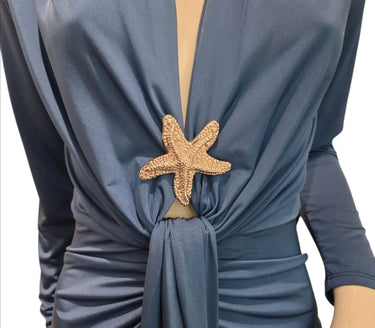 Golden Starfish Brooch - Textured Elegance - front view