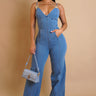 Golden Accent Denim Jumpsuit - Palazzo Couture Online