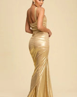 Golden Allure Draped Gown - Gold - view 2