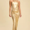 Golden Allure Draped Gown - Gold - front view