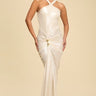 Golden Allure Draped Gown - Pearl - Palazzo Couture Online