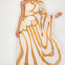 Golden Bloom One - Shoulder Chiffon Midi Dress (Camel) - Palazzo Couture Online