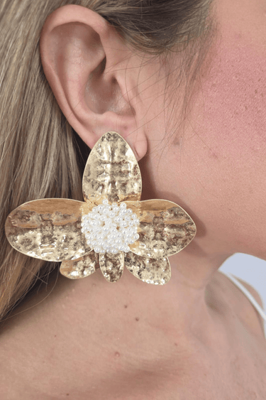 Golden Bloom Statement Earrings - Palazzo Couture Online