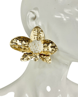 Golden Bloom Statement Earrings - Palazzo Couture Online