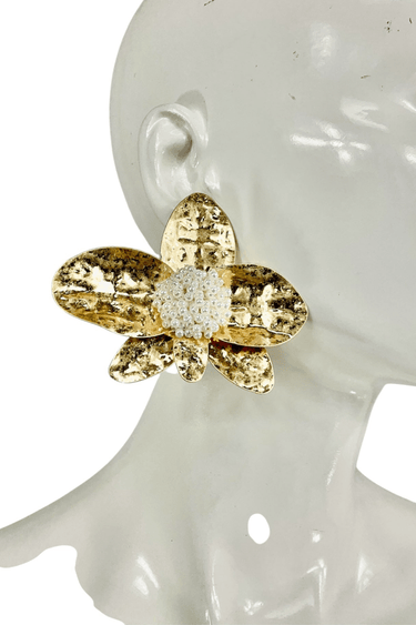 Golden Bloom Statement Earrings - Palazzo Couture Online