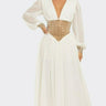 Golden Empress Belted Maxi Dress - Ivory - Palazzo Couture Online