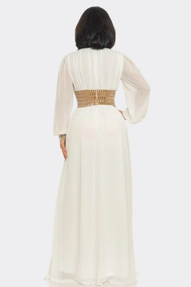 Stunning White long dress elegant fit styled for formal occasion