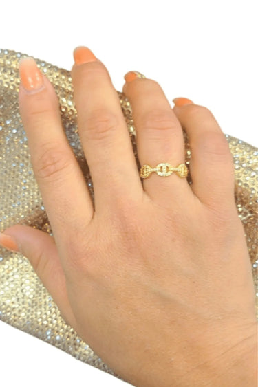 Golden Gold Chain Link Ring for women - fashion jewelry by Palazzo Couture