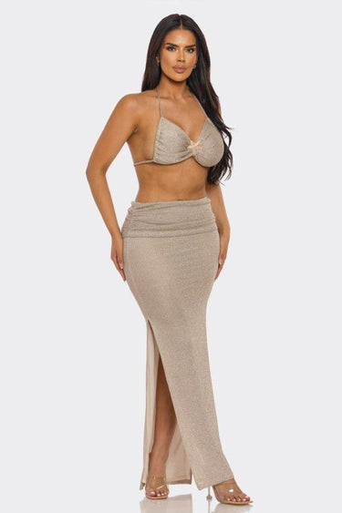 Golden Hour Luxe Skirt Set - Lt Gold - Palazzo Couture Online