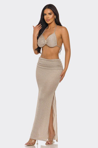 Golden Hour Luxe Skirt Set - Lt Gold - Palazzo Couture Online