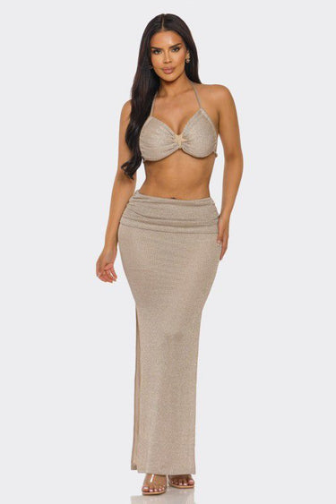 Golden Hour Luxe Skirt Set - Lt Gold - Palazzo Couture Online