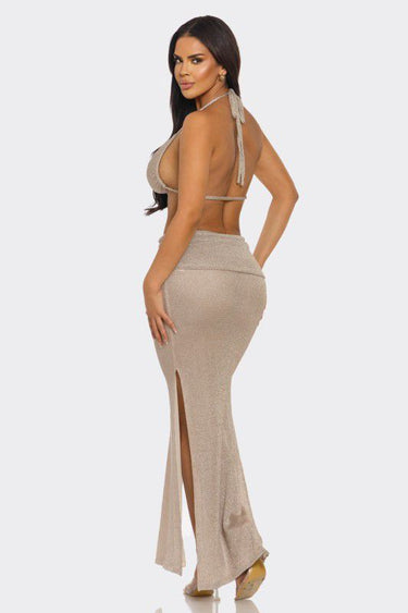 Golden Hour Luxe Skirt Set - Lt Gold - Palazzo Couture Online