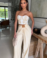 Golden Hour Muse Pant Set - White/Sand - Palazzo Couture Online