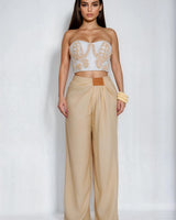 Golden Hour Muse Pant Set - White/Sand - Palazzo Couture Online