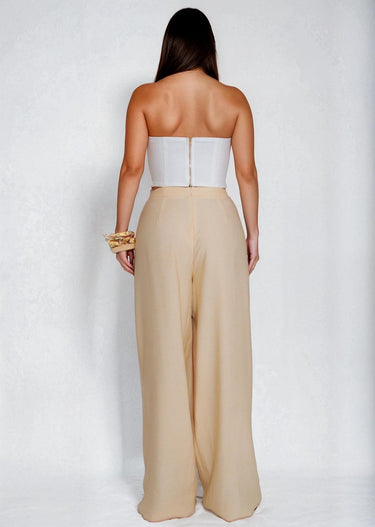 Golden Hour Muse Pant Set - White/Sand - Palazzo Couture Online