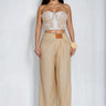 Golden Hour Muse Pant Set- White/Sand front view showing complete two piece pant set