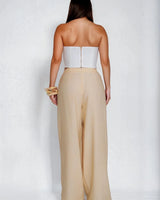 Golden Hour Muse Pant Set- White/Sand close up of matching top design and fabric detail