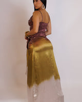 Golden Hour Satin Maxi Dress Set - Green - Palazzo Couture Online