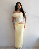 Golden Illusion Off - Shoulder Maxi Dress - Butter - Palazzo Couture Online