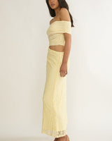 Golden Illusion Off - Shoulder Maxi Dress - Butter - Palazzo Couture Online