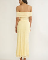 Golden Illusion Off - Shoulder Maxi Dress - Butter - Palazzo Couture Online